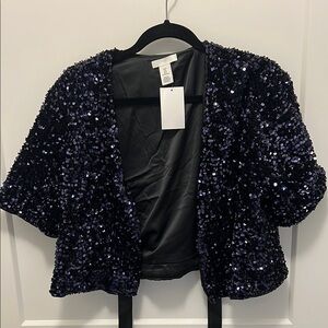 H&M Dark Purple Sequin Short Blazer